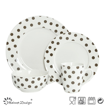 Ensemble de dîner en porcelaine design classique 16PCS avec DOT